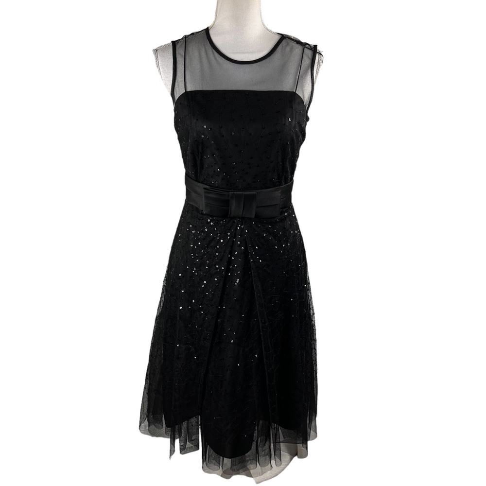 Retro Black Sequins Cocktail Dress Fit and Flare Party Pinup Holiday Christmas